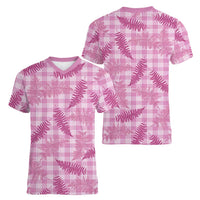 Purple Palaka Hawaii Palapalai Women V-Neck T-Shirt Hawaiian Fern - Polynesian Pride