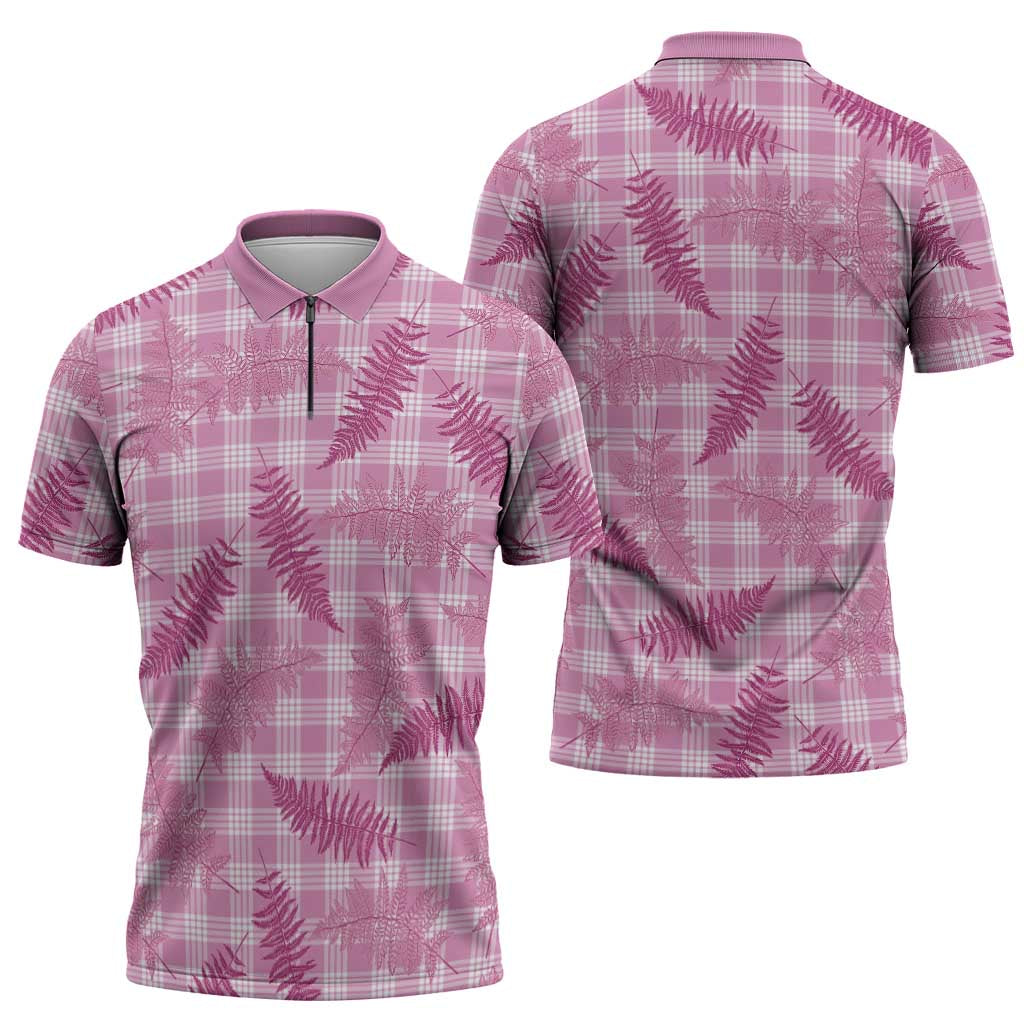 Purple Palaka Hawaii Palapalai Zipper Polo Shirt Hawaiian Fern - Polynesian Pride