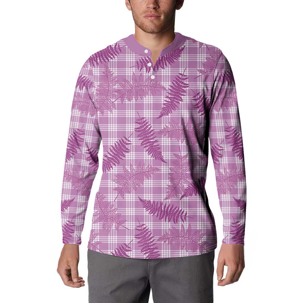 Pink Palaka Hawaii Palapalai Button Sweatshirt Hawaiian Fern - Polynesian Pride