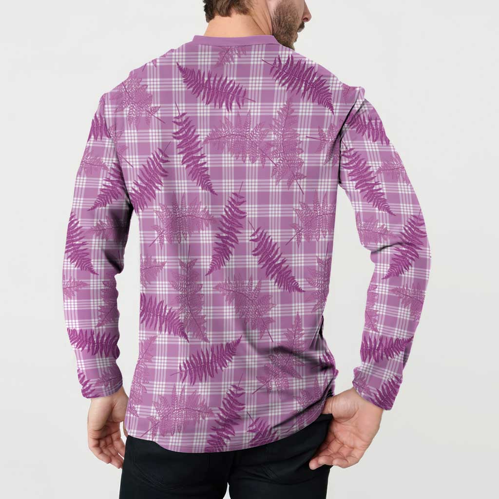 Pink Palaka Hawaii Palapalai Button Sweatshirt Hawaiian Fern - Polynesian Pride