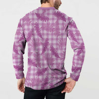 Pink Palaka Hawaii Palapalai Button Sweatshirt Hawaiian Fern - Polynesian Pride