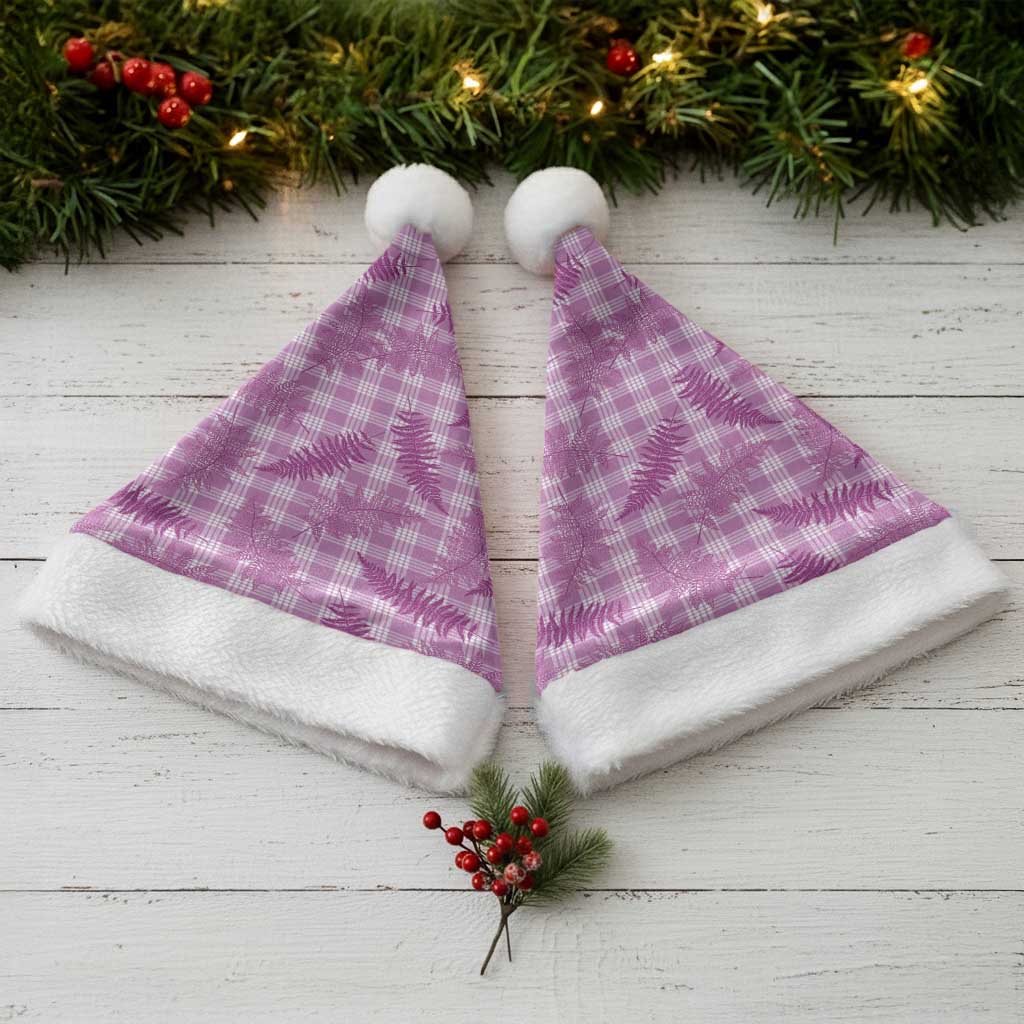 Pink Palaka Hawaii Palapalai Christmas Santa Hat Hawaiian Fern - Polynesian Pride