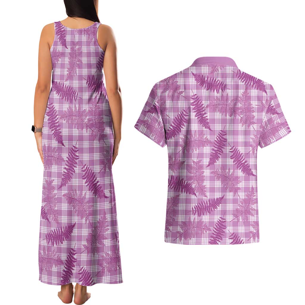 Pink Palaka Hawaii Palapalai Couples Matching Tank Maxi Dress and Hawaiian Shirt Hawaiian Fern LT14 - Polynesian Pride