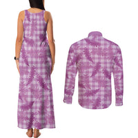 Pink Palaka Hawaii Palapalai Couples Matching Tank Maxi Dress and Long Sleeve Button Shirt Hawaiian Fern LT14 - Polynesian Pride