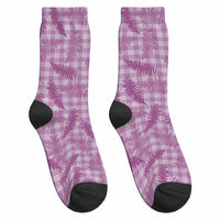 Pink Palaka Hawaii Palapalai Crew Socks Hawaiian Fern