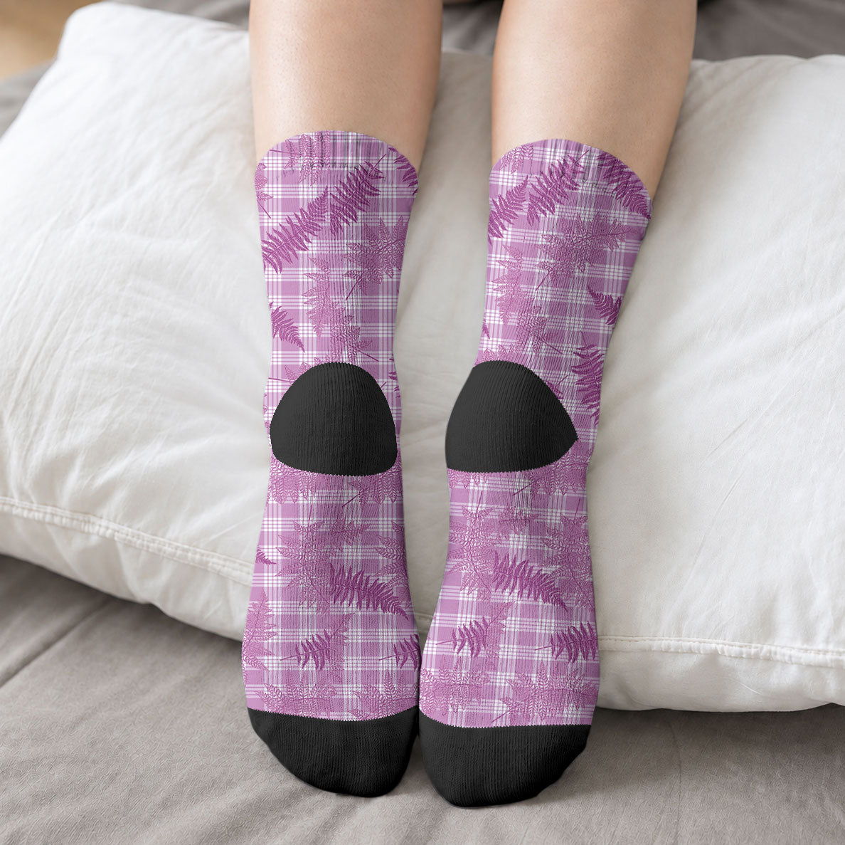 Pink Palaka Hawaii Palapalai Crew Socks Hawaiian Fern