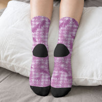 Pink Palaka Hawaii Palapalai Crew Socks Hawaiian Fern