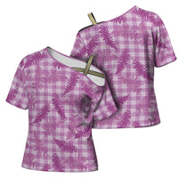 Pink Palaka Hawaii Palapalai Cross Shoulder Shirt Hawaiian Fern - Polynesian Pride