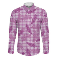Pink Palaka Hawaii Palapalai Family Matching Long Sleeve Bodycon Dress and Hawaiian Shirt Hawaiian Fern LT14 Dad's Shirt - Long Sleeve Pink - Polynesian Pride