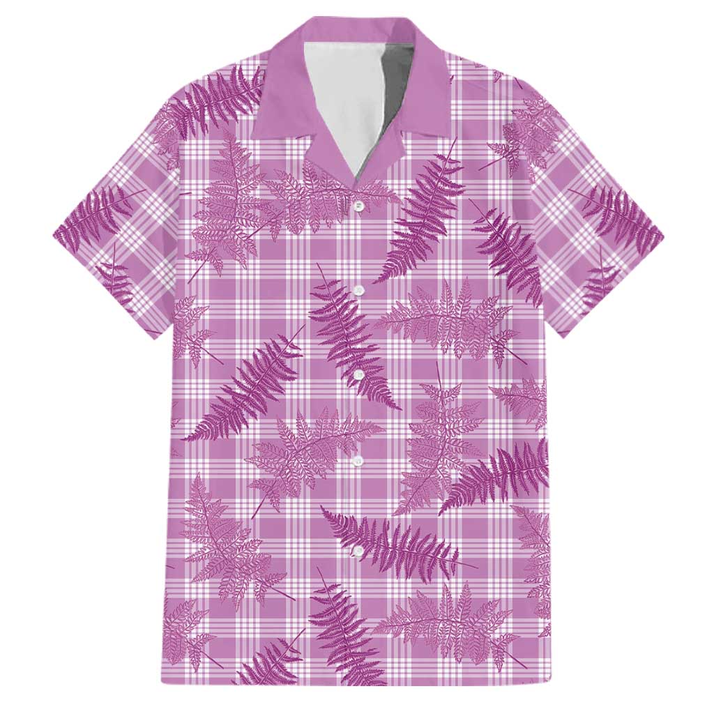 Pink Palaka Hawaii Palapalai Family Matching Off Shoulder Maxi Dress and Hawaiian Shirt Hawaiian Fern LT14 Dad's Shirt - Short Sleeve Pink - Polynesian Pride