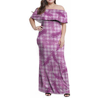 Pink Palaka Hawaii Palapalai Family Matching Off Shoulder Maxi Dress and Hawaiian Shirt Hawaiian Fern LT14 Mom's Dress Pink - Polynesian Pride