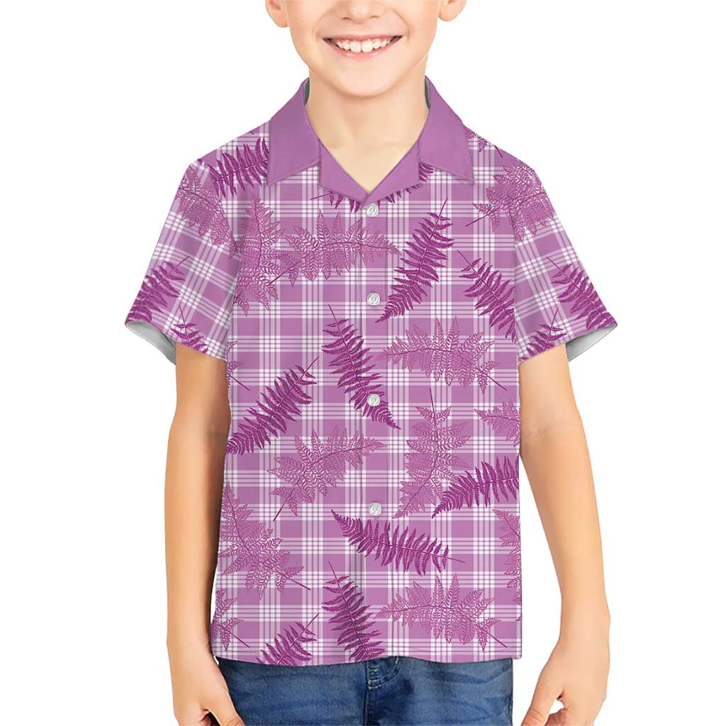 Pink Palaka Hawaii Palapalai Family Matching Off Shoulder Short Dress and Hawaiian Shirt Hawaiian Fern LT14 Son's Shirt Pink - Polynesian Pride