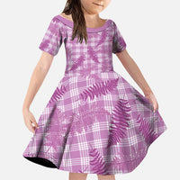 Pink Palaka Hawaii Palapalai Family Matching Puletasi and Hawaiian Shirt Hawaiian Fern LT14 Daughter's Dress Pink - Polynesian Pride