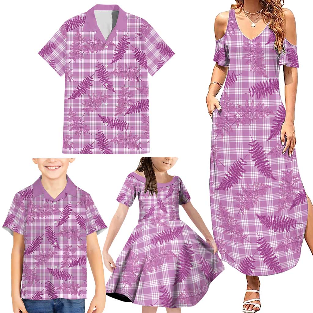 Pink Palaka Hawaii Palapalai Family Matching Summer Maxi Dress and Hawaiian Shirt Hawaiian Fern LT14 - Polynesian Pride