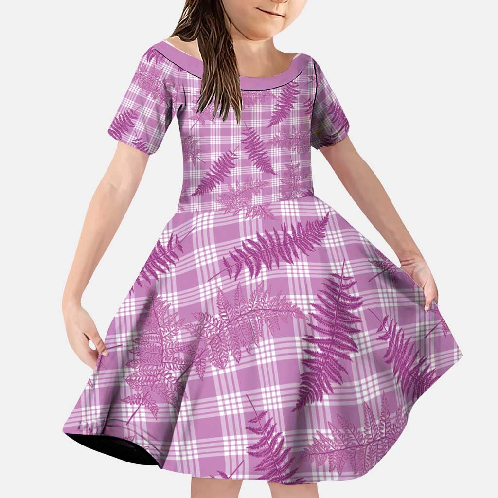 Pink Palaka Hawaii Palapalai Family Matching Tank Maxi Dress and Hawaiian Shirt Hawaiian Fern LT14 Daughter's Dress Pink - Polynesian Pride