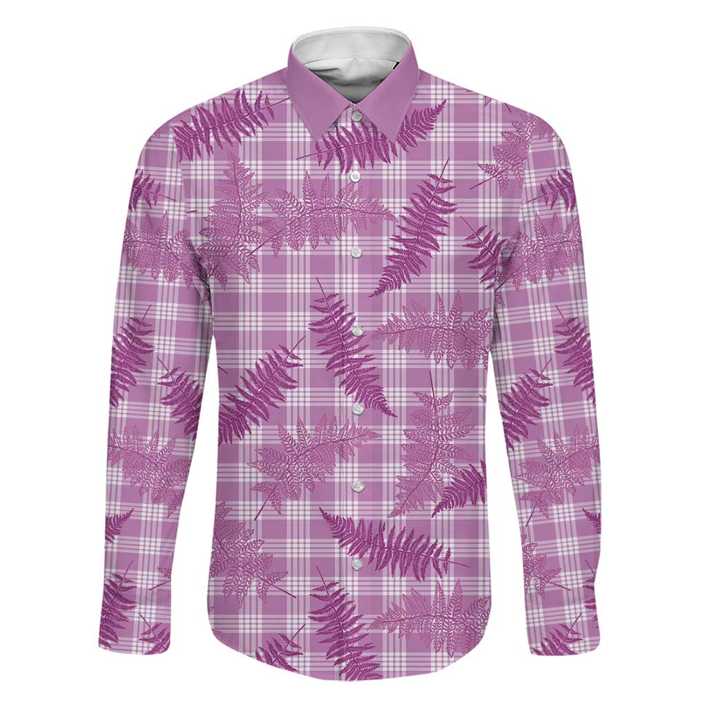 Pink Palaka Hawaii Palapalai Family Matching Tank Maxi Dress and Hawaiian Shirt Hawaiian Fern LT14 Dad's Shirt - Long Sleeve Pink - Polynesian Pride