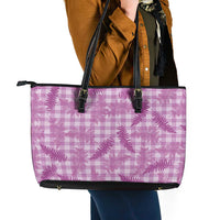Pink Palaka Hawaii Palapalai Leather Tote Bag Hawaiian Fern - Polynesian Pride