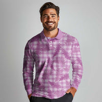 Pink Palaka Hawaii Palapalai Long Sleeve Polo Shirt Hawaiian Fern - Polynesian Pride