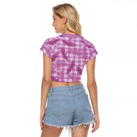 Pink Palaka Hawaii Palapalai Raglan Cropped T Shirt Hawaiian Fern - Polynesian Pride