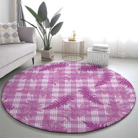 Pink Palaka Hawaii Palapalai Round Carpet Hawaiian Fern - Polynesian Pride