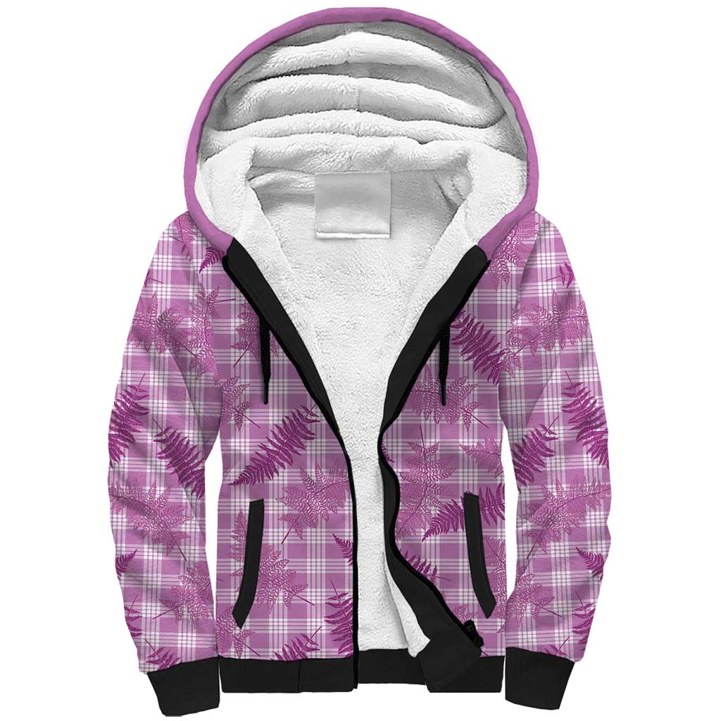 Pink Palaka Hawaii Palapalai Sherpa Hoodie Hawaiian Fern - Polynesian Pride