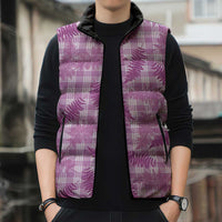 Pink Palaka Hawaii Palapalai Sleeveless Puffer Jacket Hawaiian Fern - Polynesian Pride