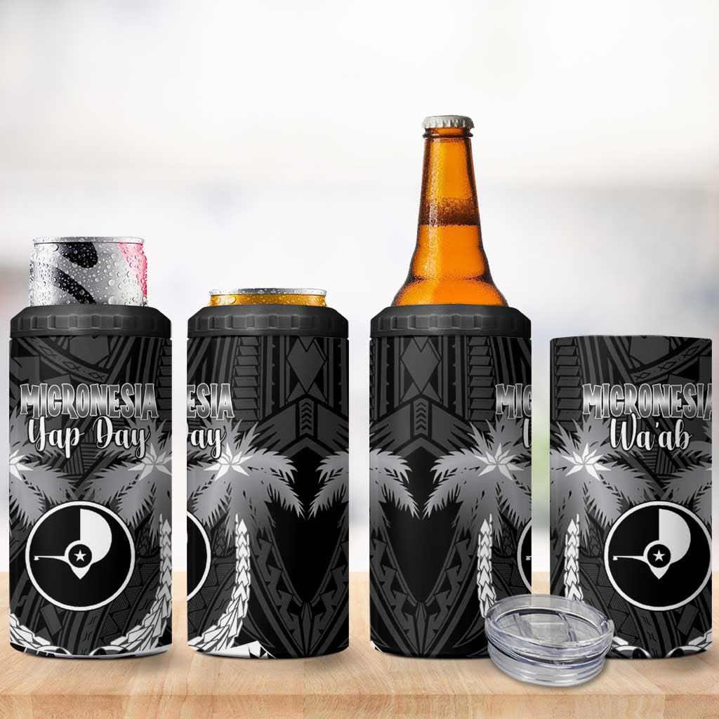 FSM Yap Day 4 in 1 Can Cooler Tumbler 2025 Wa'ab Micronesia Black Color