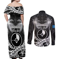 FSM Yap Day Couples Matching Off Shoulder Maxi Dress and Long Sleeve Button Shirt 2025 Wa'ab Micronesia Black Color