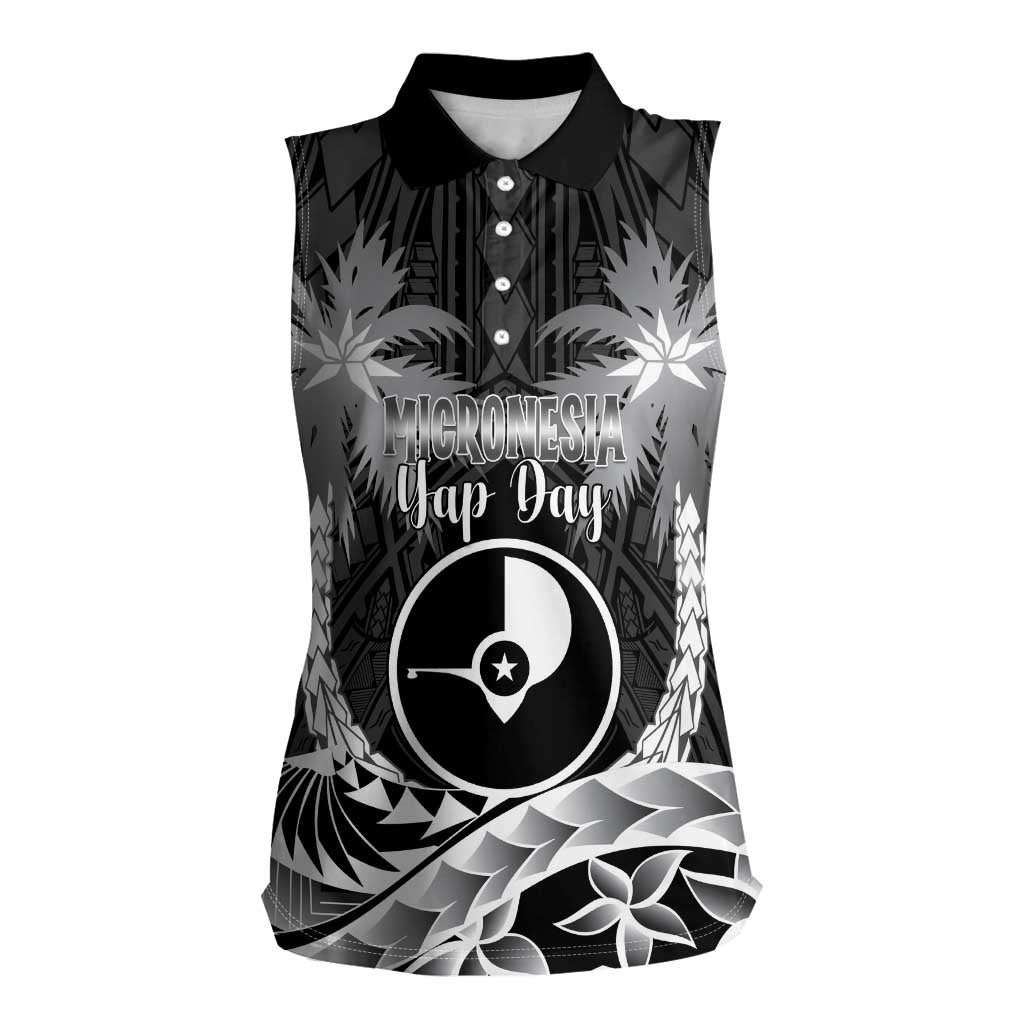 FSM Yap Day Women Sleeveless Polo Shirt 2025 Wa'ab Micronesia Black Color