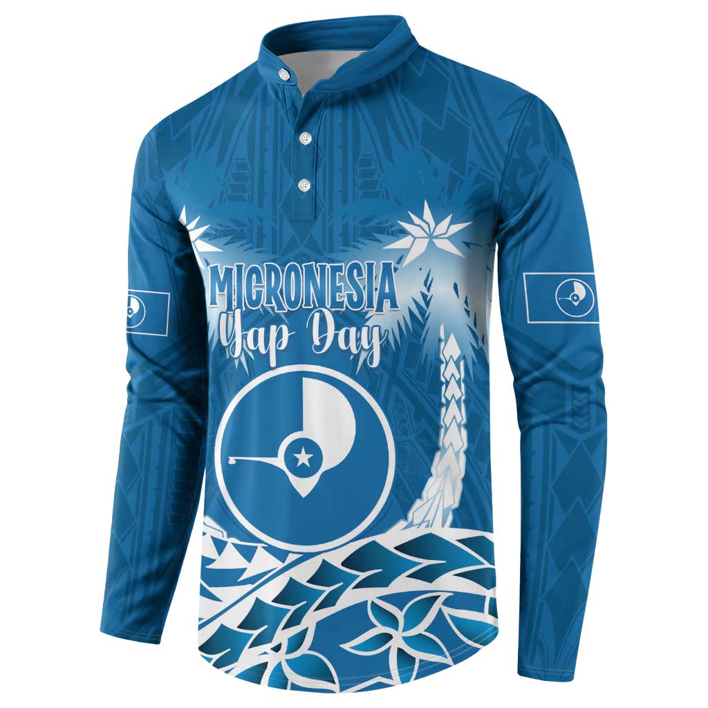 FSM Yap Day Button Sweatshirt 2025 Wa'ab Micronesia Flag Color