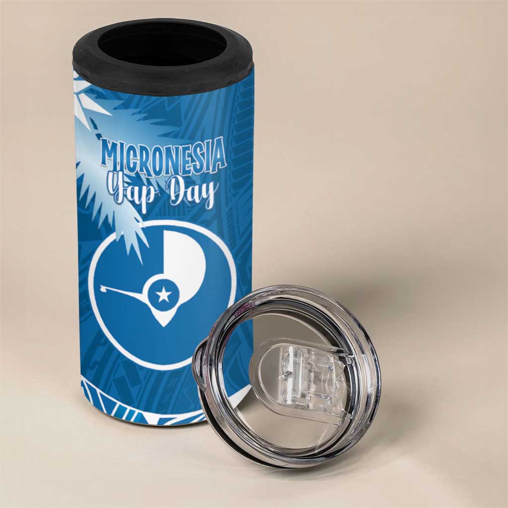 FSM Yap Day 4 in 1 Can Cooler Tumbler 2025 Wa'ab Micronesia Flag Color