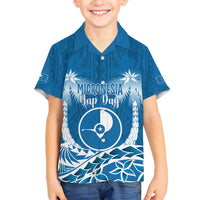 FSM Yap Day Family Matching Summer Maxi Dress and Hawaiian Shirt 2025 Wa'ab Micronesia Flag Color