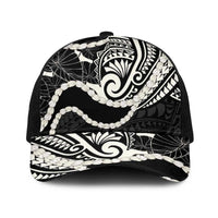 Aloha Hawaii Kalo Pikake Lei Baseball Net Cap Chest Tattoo Black Hawaiian Pattern