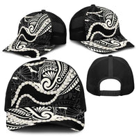 Aloha Hawaii Kalo Pikake Lei Baseball Net Cap Chest Tattoo Black Hawaiian Pattern