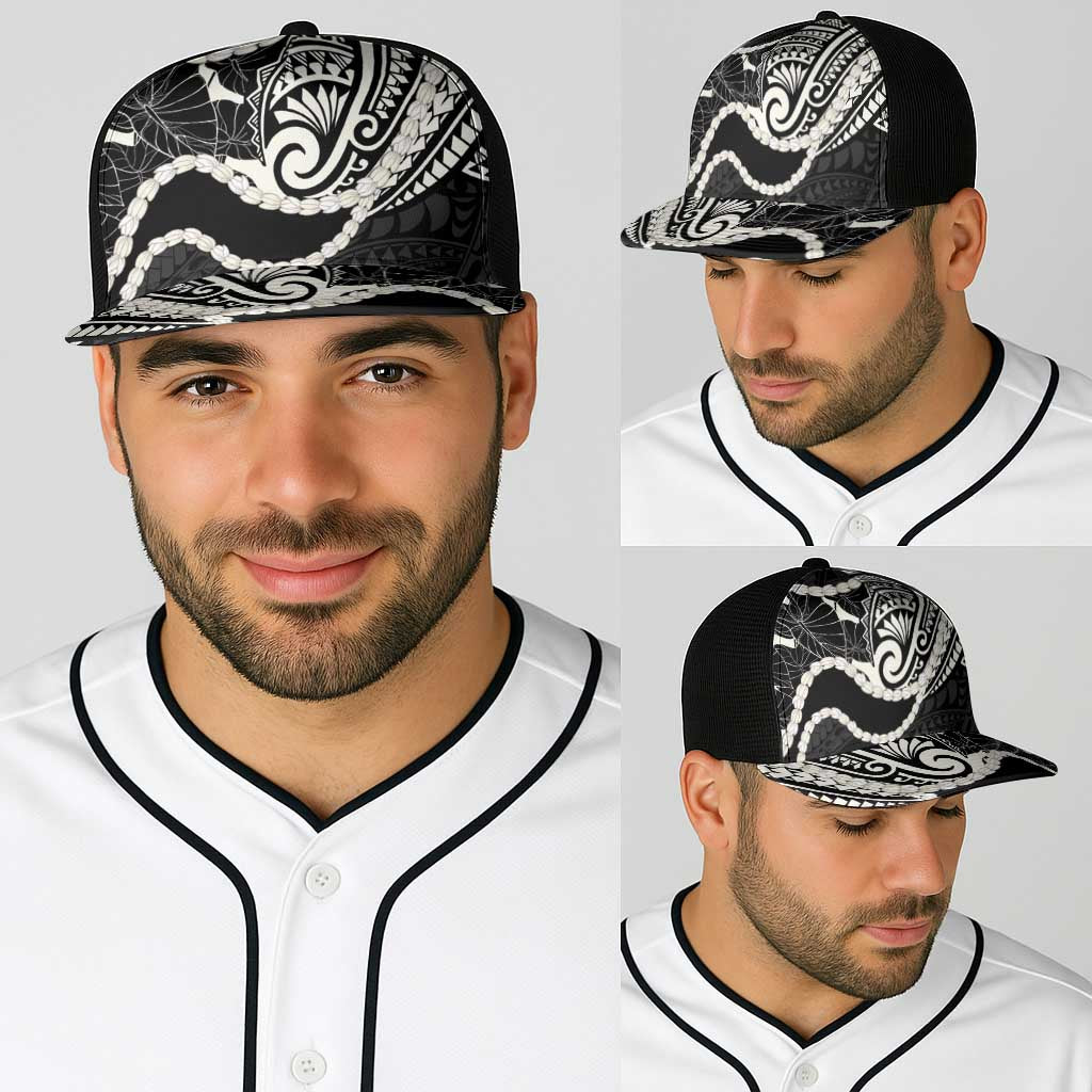 Aloha Hawaii Kalo Pikake Lei Baseball Net Cap Chest Tattoo Black Hawaiian Pattern