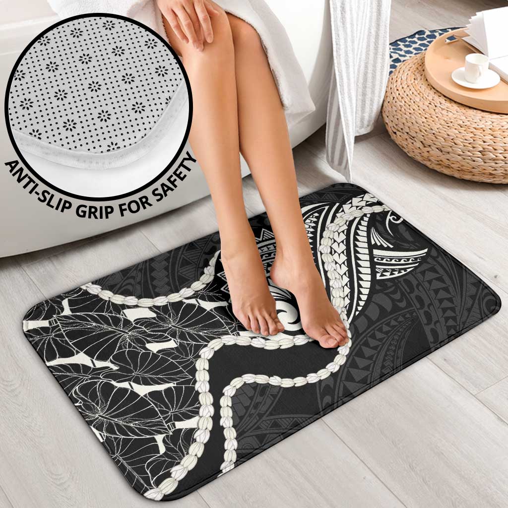 Aloha Hawaii Kalo Pikake Lei Bathroom Set Chest Tattoo Black Hawaiian Pattern