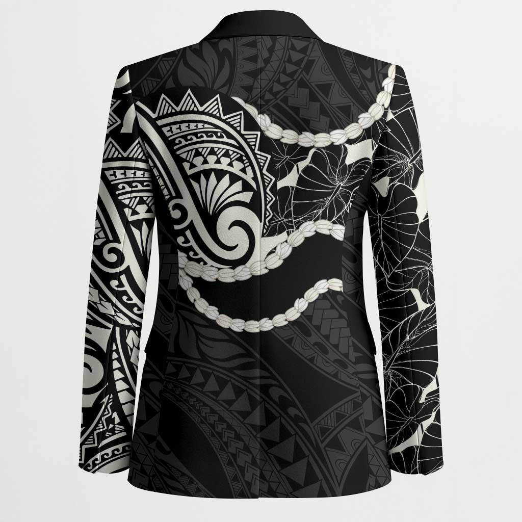 Aloha Hawaii Kalo Pikake Lei Blazer Chest Tattoo Black Hawaiian Pattern
