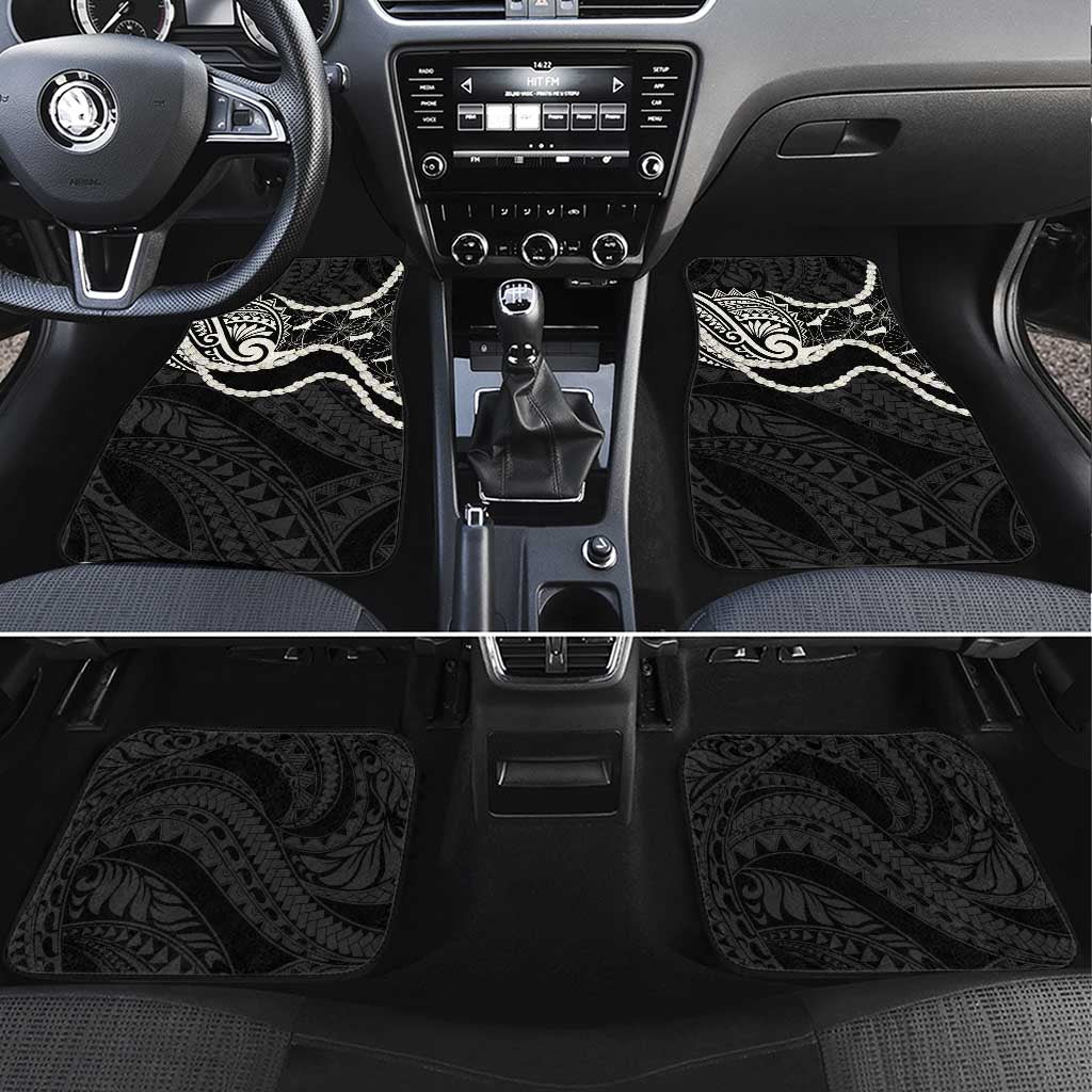Aloha Hawaii Kalo Pikake Lei Car Mats Chest Tattoo Black Hawaiian Pattern