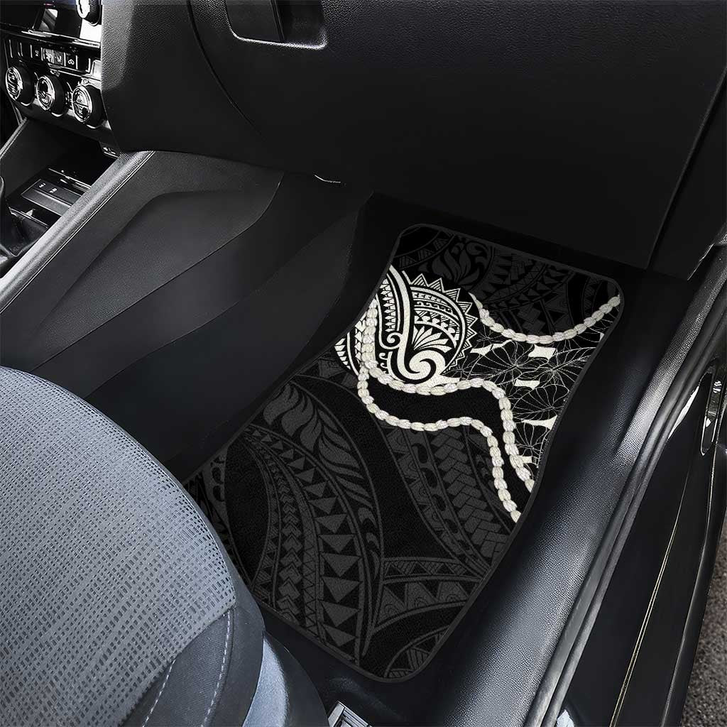 Aloha Hawaii Kalo Pikake Lei Car Mats Chest Tattoo Black Hawaiian Pattern