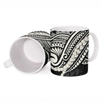 Aloha Hawaii Kalo Pikake Lei Ceramic Mug Chest Tattoo Black Hawaiian Pattern