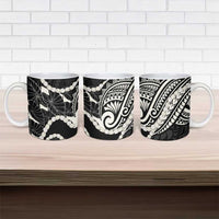 Aloha Hawaii Kalo Pikake Lei Ceramic Mug Chest Tattoo Black Hawaiian Pattern