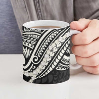 Aloha Hawaii Kalo Pikake Lei Ceramic Mug Chest Tattoo Black Hawaiian Pattern