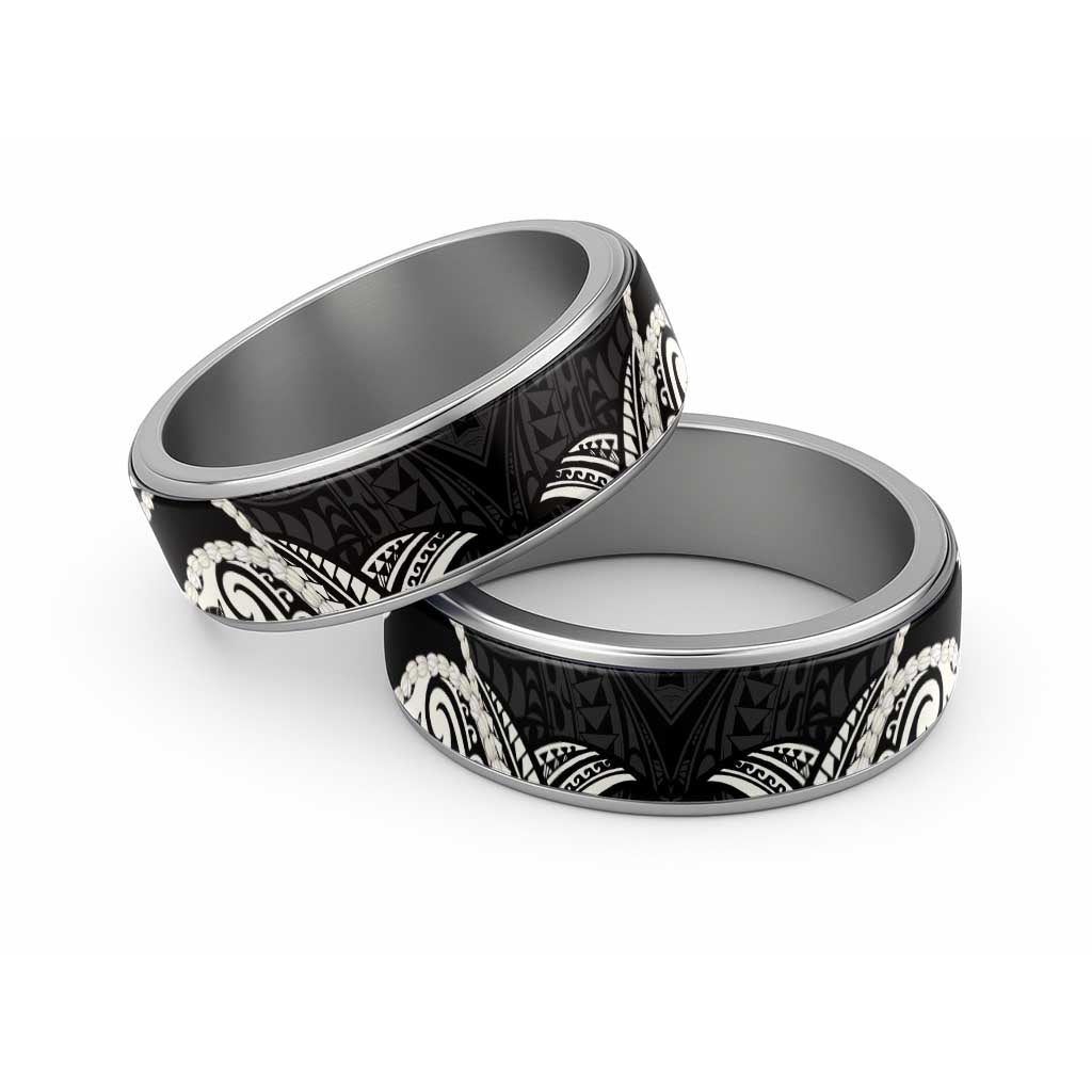 Aloha Hawaii Kalo Pikake Lei Classic Ring Chest Tattoo Black Hawaiian Pattern