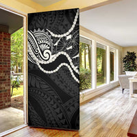 Aloha Hawaii Kalo Pikake Lei Door Cover Chest Tattoo Black Hawaiian Pattern