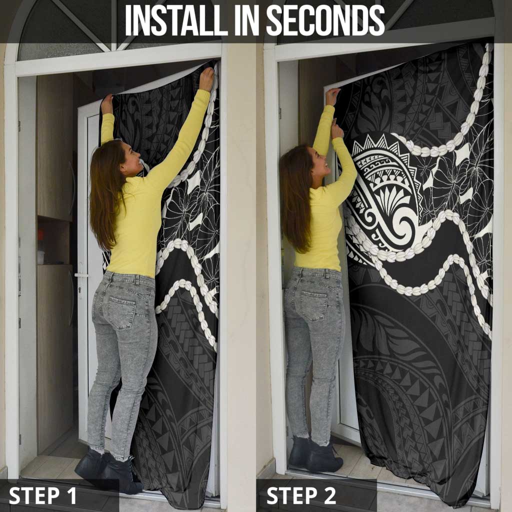 Aloha Hawaii Kalo Pikake Lei Door Cover Chest Tattoo Black Hawaiian Pattern