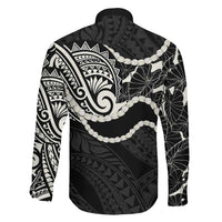 Aloha Hawaii Kalo Pikake Lei Family Matching Mermaid Dress and Hawaiian Shirt Chest Tattoo Black Hawaiian Pattern LT14 - Polynesian Pride