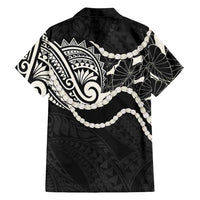 Aloha Hawaii Kalo Pikake Lei Family Matching Off Shoulder Maxi Dress and Hawaiian Shirt Chest Tattoo Black Hawaiian Pattern LT14 - Polynesian Pride