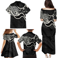 Aloha Hawaii Kalo Pikake Lei Family Matching Puletasi and Hawaiian Shirt Chest Tattoo Black Hawaiian Pattern LT14 - Polynesian Pride