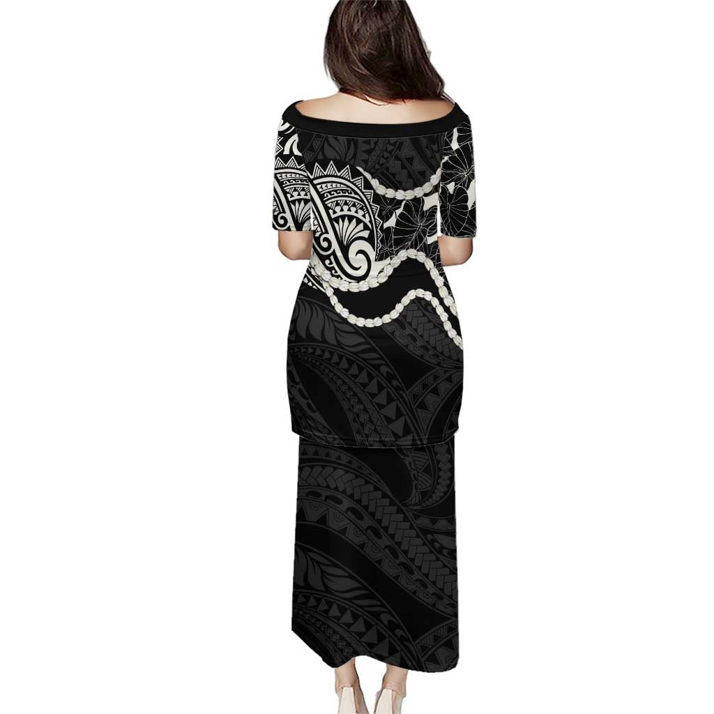 Aloha Hawaii Kalo Pikake Lei Family Matching Puletasi and Hawaiian Shirt Chest Tattoo Black Hawaiian Pattern LT14 - Polynesian Pride