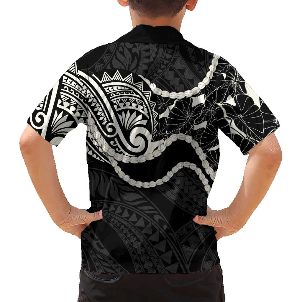 Aloha Hawaii Kalo Pikake Lei Family Matching Summer Maxi Dress and Hawaiian Shirt Chest Tattoo Black Hawaiian Pattern LT14 - Polynesian Pride